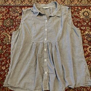 Westport Sleeveless Blue and White Checkered Shirt